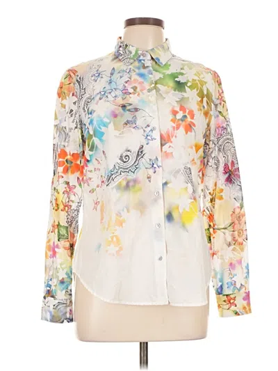 Pre-owned India Hicks Long Sleeve Blouse In White