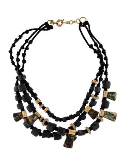 Pre-owned India Hicks Resin, Crystal, Wood & Cord 'drawing Room' Multistrand Necklace, 21.5"