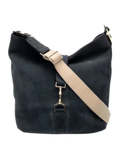 Pre-owned India Hicks Suede Messenger Bag In Blue