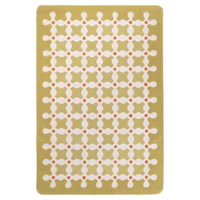 Pre-owned India Mahdavi Cc-tapis Criss Cross Small Handmade Rug In Mustard By  In Yellow