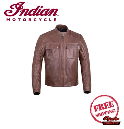 Pre-owned Indian Motorcycle Genuine  Men's Getaway Leather Jacket Brown W/ Armor 2860501