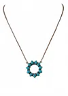 Indian Touch Of Gallup Women's Handcrafted Kingman Necklace In Turquoise And Silver In Gold