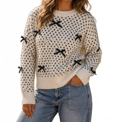 Indie & Co Alexa Bow Sweater In Beige In Orange