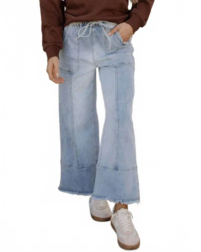 Indie & Co Cropped Wide Leg Raw Hem Jeans In Beau Blue