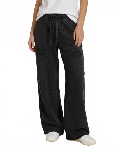 Indie & Co Hannah Mineral Washed Cargo Pants In Black
