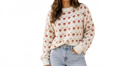 Indie & Co Savannah Floral Sweater In White In Neutral