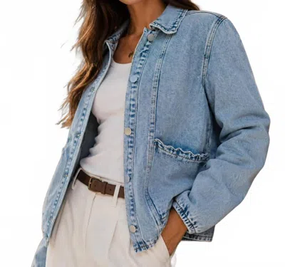 Indie & Co Willow Scallop Denim Jacket In Myosotis In Blue