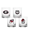 Indigo Falls Georgia Bulldogs 4-pack Collector's 14oz. Rocks Glass Set In No Color