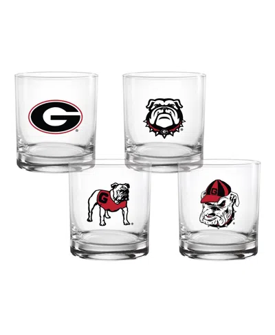 Indigo Falls Georgia Bulldogs 4-pack Collector's 14oz. Rocks Glass Set In Transparent