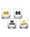 Indigo Falls Michigan Wolverines Collector's 14oz. Rocks Glass, Set Of 4 In No Color