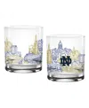 Indigo Falls Notre Dame Fighting Irish 14oz. Campus Line Art Glasses, Set Of 2 In Transparent
