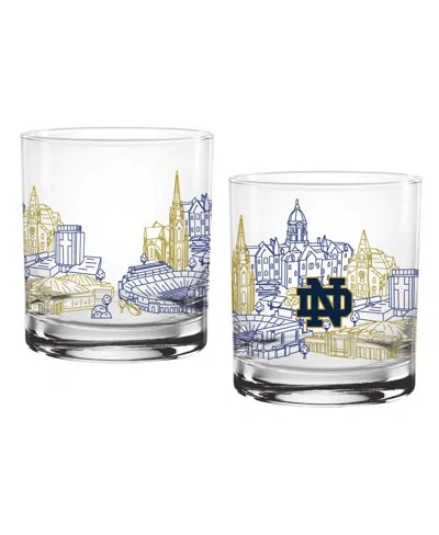 Indigo Falls Notre Dame Fighting Irish 14oz. Campus Line Art Glasses, Set Of 2 In Transparent