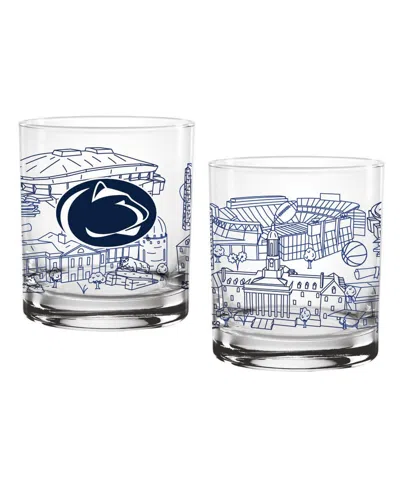 Indigo Falls Penn State Nittany Lions Two-pack 14oz. Campus Line Art Glass In Transparent