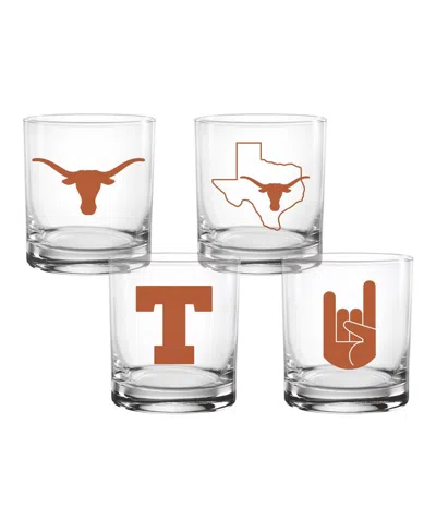 Indigo Falls Texas Longhorns 4-pack Collector's 14oz. Rocks Glass Set In No Color