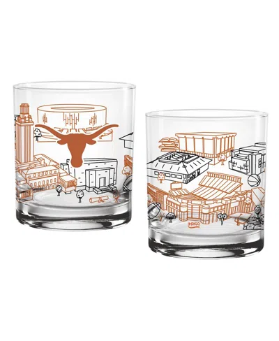 Indigo Falls Texas Longhorns Campus Line Art Glasses, Set Of Two 14oz. In No Color