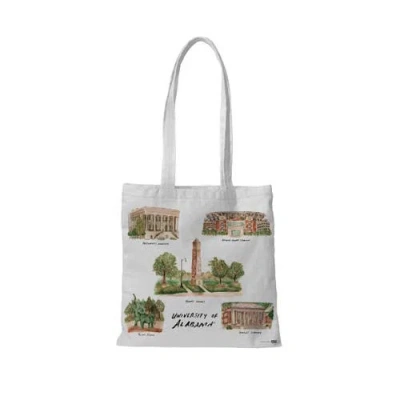 Indigo Falls White Alabama Crimson Tide Laura Wilcox Designs Tote Bag