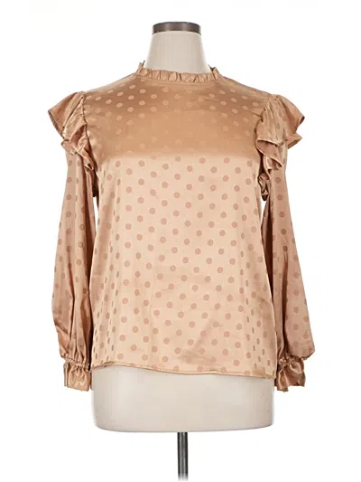 Pre-owned Indigo Poppy Long Sleeve Blouse In Tan