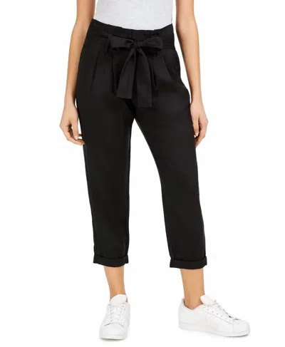 Indigo Rein Capri Cuffed Cropped High Rise Pants In Black