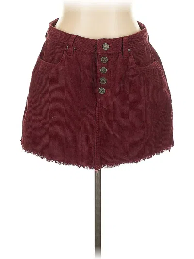 Pre-owned Indigo Rein Denim Skirt In Burgundy