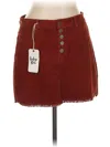 Indigo Rein Denim Skirt In Burgundy