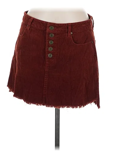 Pre-owned Indigo Rein Denim Skirt In Burgundy