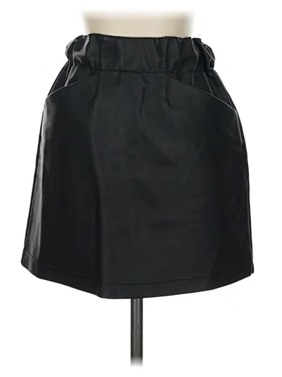 Pre-owned Indigo Rein Faux Leather Skirt In Black