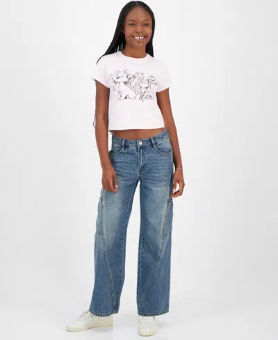 Indigo Rein Juniors' 90's Skater Utility Jeans In Blue Notes