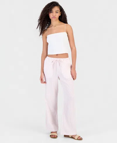 Indigo Rein Juniors' Cotton Gauze Striped Beach Pants In Pink
