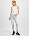 Indigo Rein Juniors' Curvy Cropped Mid-rise Jeans In Light Wash