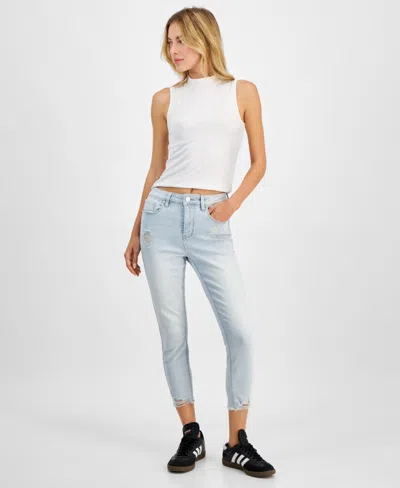 Indigo Rein Juniors' Curvy Cropped Mid-rise Jeans In Light Wash