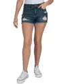 Indigo Rein Juniors' Frayed-hem Destructed Shorts In Medium Wash