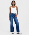 Indigo Rein Juniors' High-rise Curvy-fit Wide-leg Jeans In Blue