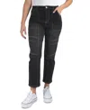 Indigo Rein Juniors' High-rise Seamed Straight-leg Jeans In Black