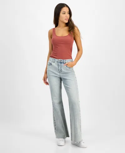 Indigo Rein Juniors' High-rise Stud-trim Flare-leg Jeans In Brother