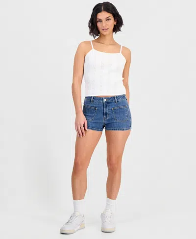 Indigo Rein Juniors' Sailor High Rise Denim Shorts In Blue