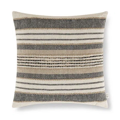 Indigo Road By Egypt Sherrod Azzo Multi-weave Stripe 100% Cotton Square Throw Pillow In Gray