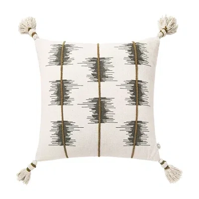 Indigo Road By Egypt Sherrod Jasma Ikat Stripe Square Throw Pillow In White