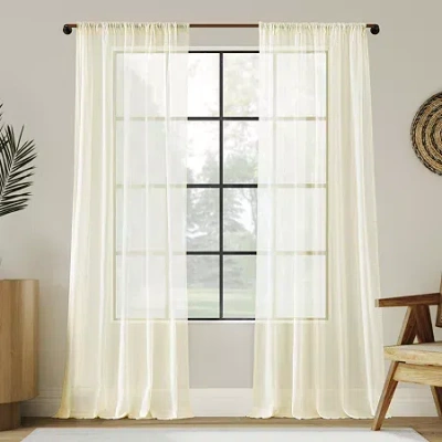 Indigo Road By Egypt Sherrod Nahla 100% Cotton Rod Pocket Sheer Single Curtain Panel In Sand