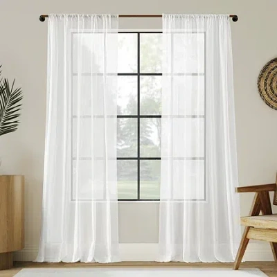 Indigo Road By Egypt Sherrod Nahla 100% Cotton Rod Pocket Sheer Single Curtain Panel In White