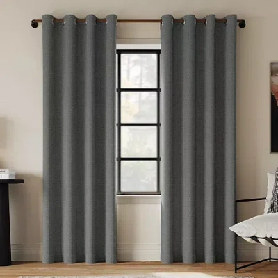 Indigo Road By Egypt Sherrod Sarasi Contrast Tweed Magnetic Closure Grommet Top 100% Blackout Single Curtain Panel In Gray