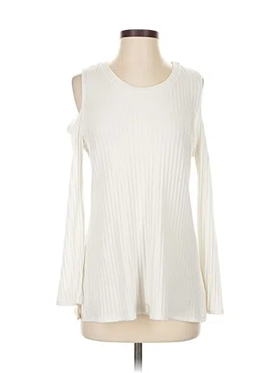 Pre-owned Indigo Rose Long Sleeve Top Ivory Cold Shoulder Neckline Tops In White