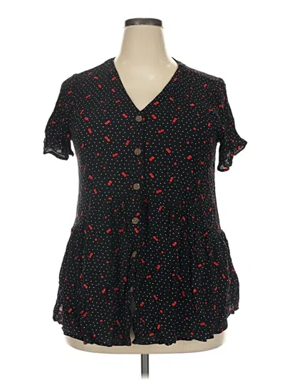 Pre-owned Indigo Rose Short Sleeve Blouse In Black