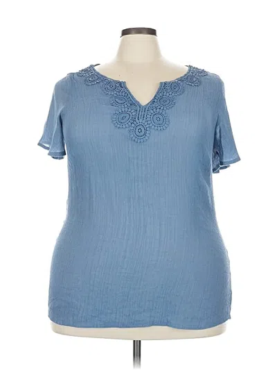 Pre-owned Indigo Rose Short Sleeve Blouse In Blue