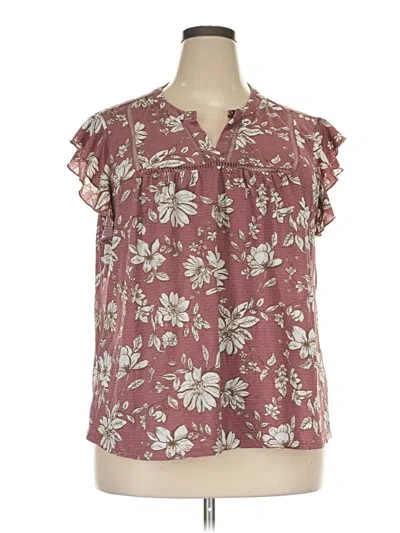 Pre-owned Indigo Rose Short Sleeve Blouse In Burgundy