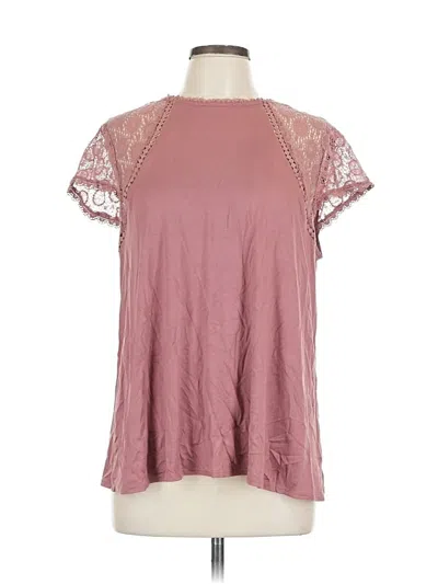 Pre-owned Indigo Rose Short Sleeve Top Burgundy Keyhole Neckline Tops