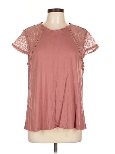 Pre-owned Indigo Rose Short Sleeve Top Pink Keyhole Neckline Tops