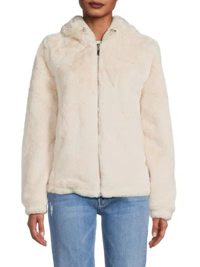 Indigo Saints Women's Faux Fur Jacket In Cream