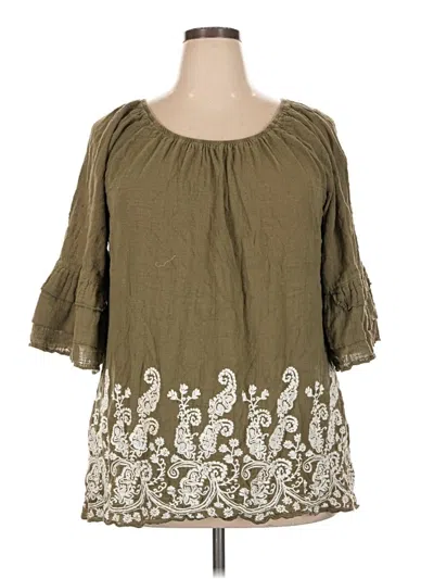 Pre-owned Indigo Soul 3/4 Sleeve Blouse In Green