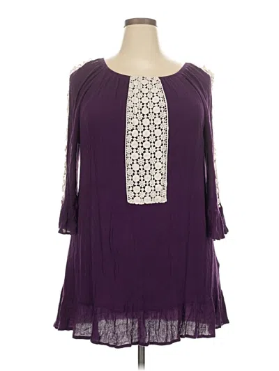 Pre-owned Indigo Soul 3/4 Sleeve Blouse In Purple