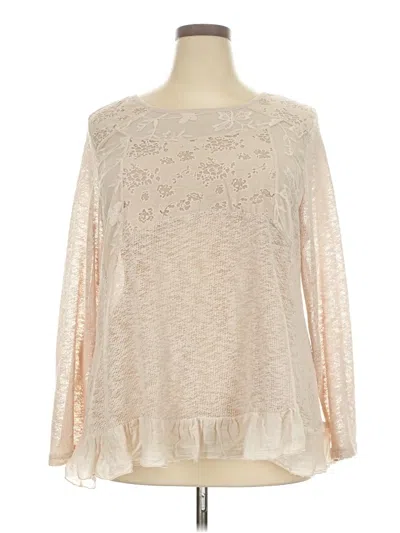 Pre-owned Indigo Soul Long Sleeve Blouse In Ivory